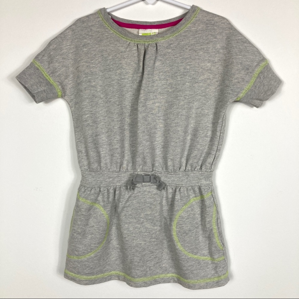 Crazy 8 Girl's Gray Short Sleeve Sweatshirt Dress w/ Green Details Size XS (4)